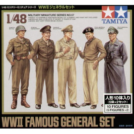 Figurine Généraux célèbres de la 2ème GM : Patton, Eisenhower, MacArthur, Montgomery, Rommel