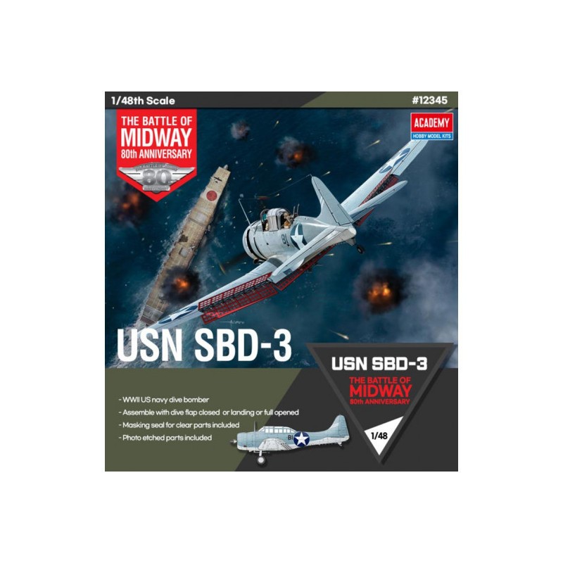 Maquette d'avion en plastique USN SBD-3 "Bataille de Midway"