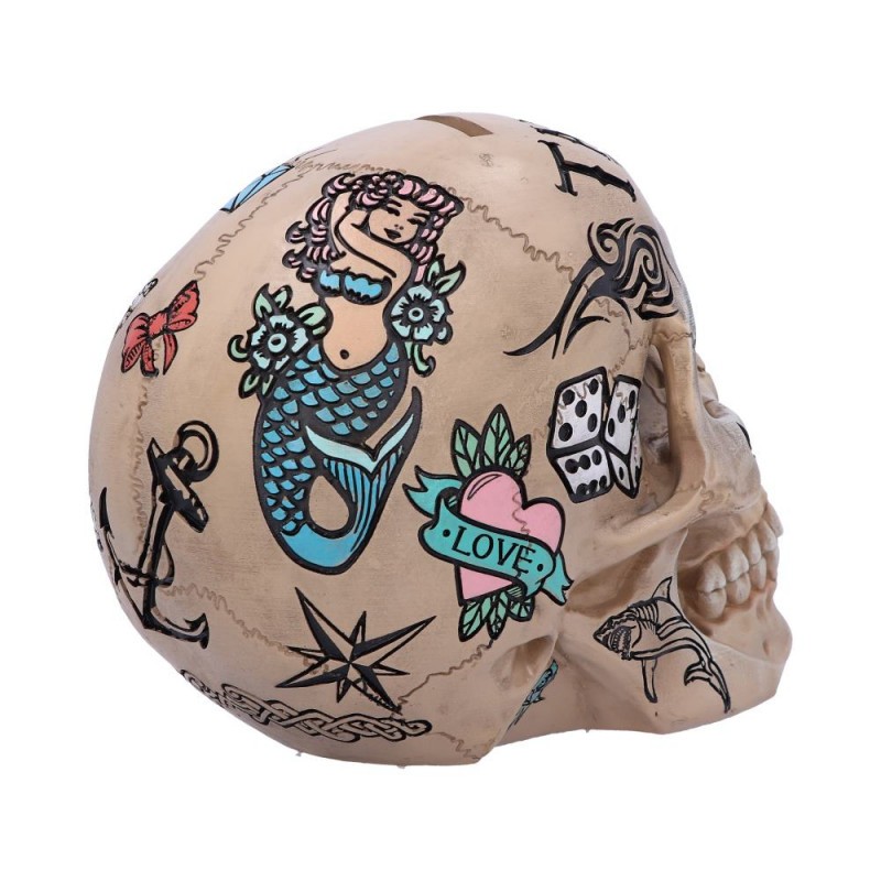 BONE TATTOO SKULL MONEY BOX