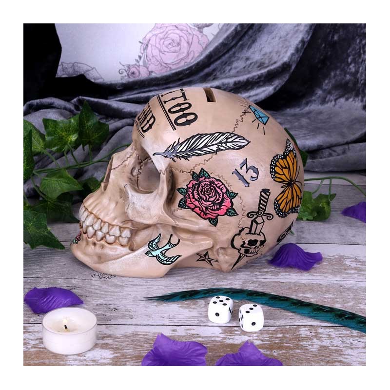 BONE TATTOO SKULL MONEY BOX