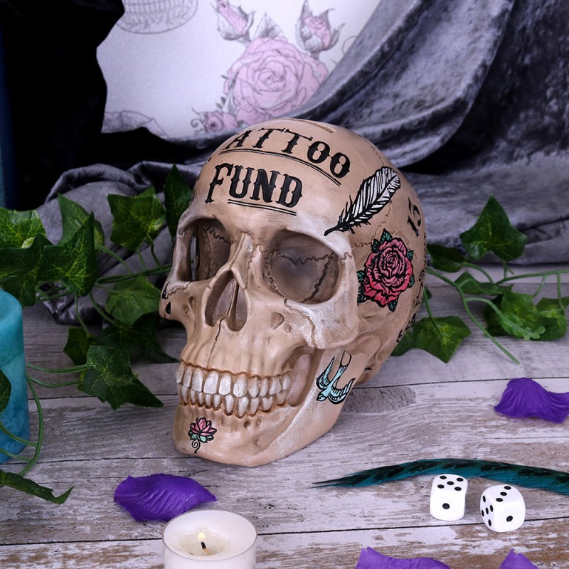 BONE TATTOO SKULL MONEY BOX