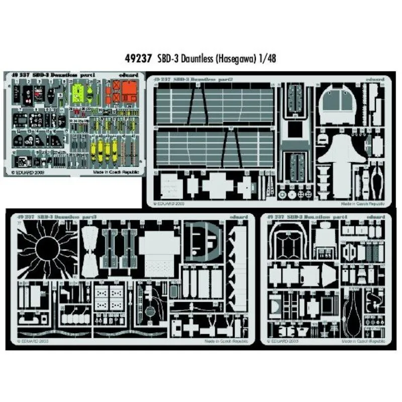 Douglas SBD-3 Dauntless - pièces pré-peintes en couleur (pour maquettes Hasegawa)