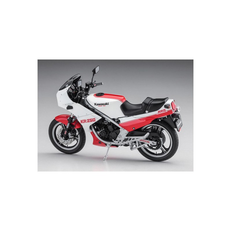 Maquette de moto Maquette plastique de moto Kawasaki KR250(KR250A) “Blanche/Rouge” 1:12