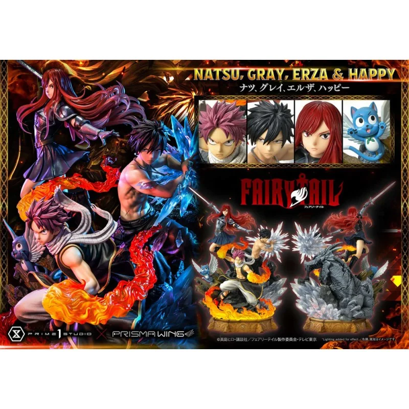 Figurine Prime 1 studio Fairy Tail Natsu, Gray, Erza, Happy 57 cm...