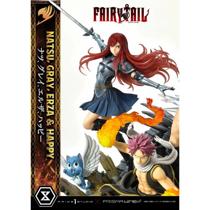 Figurine Prime 1 studio Fairy Tail Natsu, Gray, Erza, Happy 57 cm...