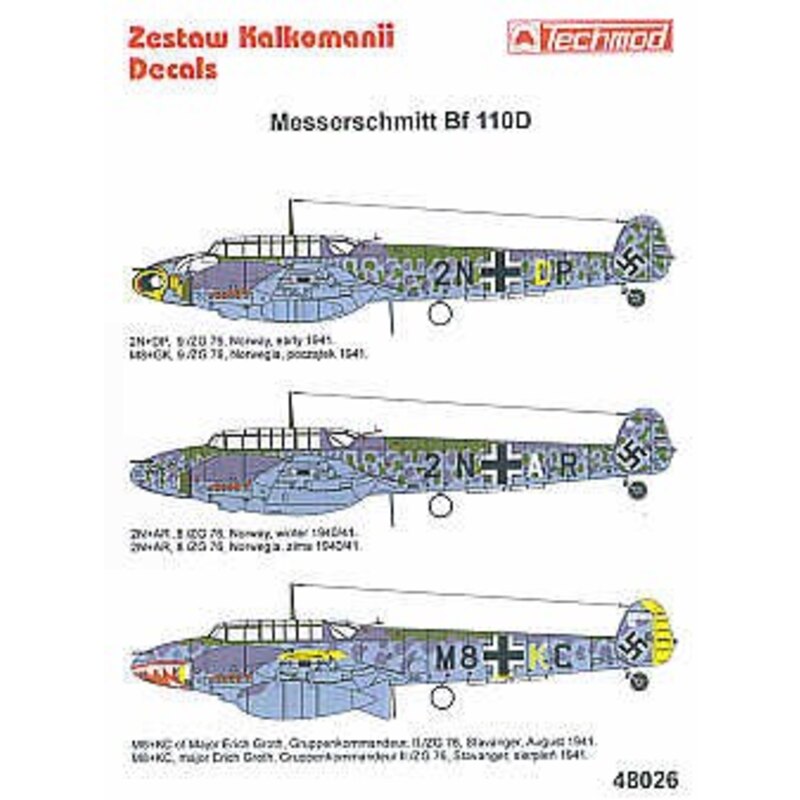 Décal Techmod Décal Messerschmitt Bf 110d 3 2n Dp 9 Zg76 Wasp