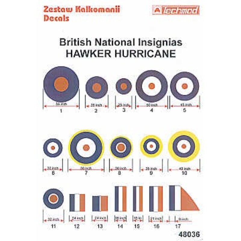 Décal RAF National Insignia Part 2. - Hawker Hurricane sizes