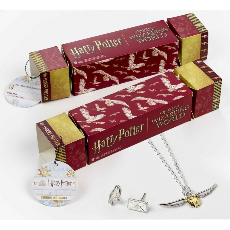 Harry Potter : Hedwig Gift Cracker avec boucles d'oreilles Hedwig et lettre et collier Golden Snitch