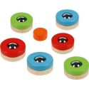 Jeu: PUCKFIRE diam.4,5cm, 7 pièces, bois, en sac en cotton, 3+