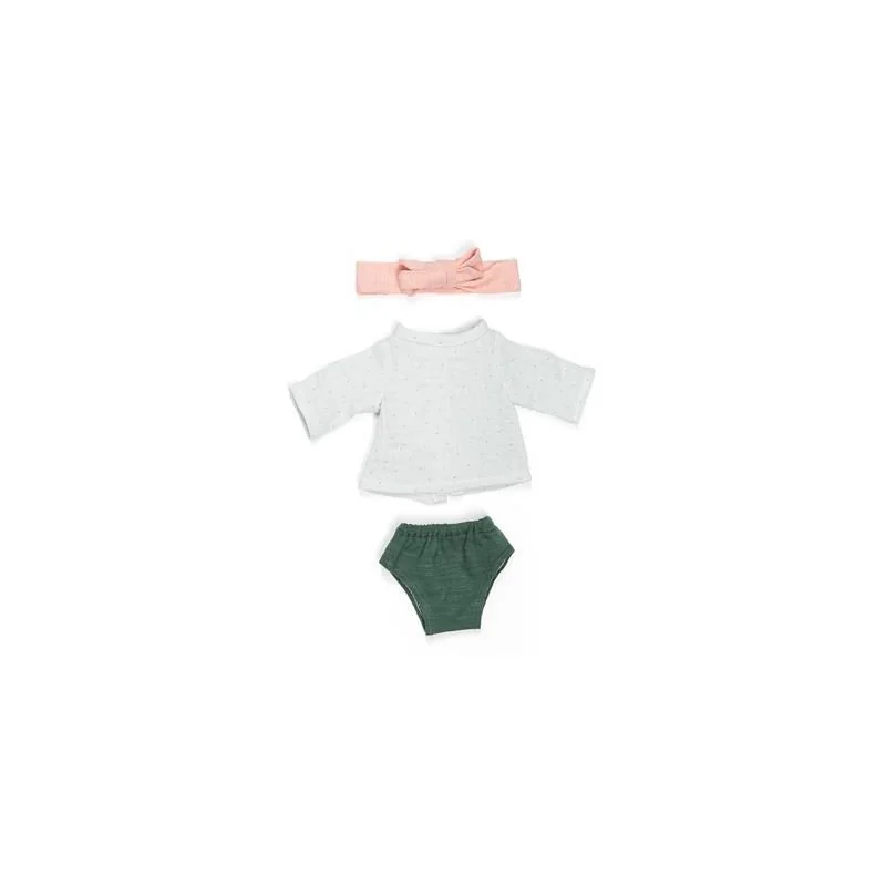 ML Poupées: ENSEMBLE de VÊTEMENTS vert/blanc pour fille 32cm