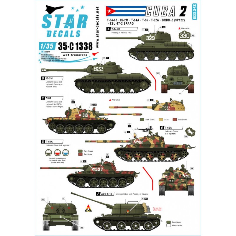 Chars et AFV à Cuba 2.T-34-85, IS-2M, T-54A, T-55, T-62A, ZSU-57-2, BRDM-2 (9P122).