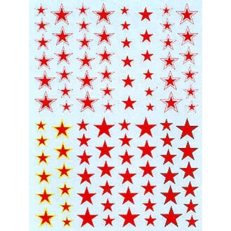 Décal Russian Stars. Plain with yellow outline with white outline with black or with red/white outline. 6 sizes