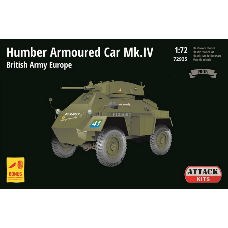 Voiture blindée Humber Mk.IV Armée britannique Europe. incl. pièces en p/e et en résine (roues, détails), canons de fusil imprim