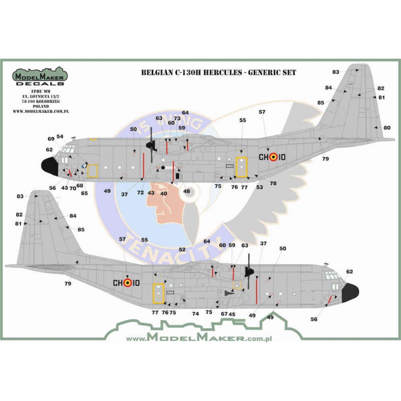 Décal Pochoir belge Lockheed C-130H Hercules - Ensemble générique