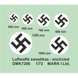 Décal Croix gammées de la Luftwaffe, encerclées - Fond blanc