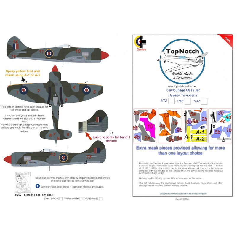 Masque de peinture motif camouflage Hawker Tempest Mk.II