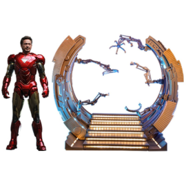 Figurine articulée Les Avengers Movie Masterpiece Diecast Iron Man Mark VI (2.0) with Suit-Up Gantry 32 cm