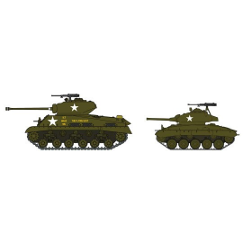  Maquettes de chars en plastique M4A3E8 Sherman et M24 Chaffee 1:72