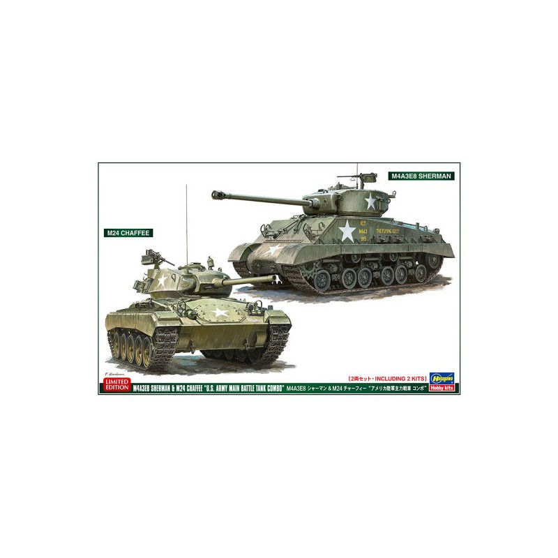 Maquettes de chars en plastique M4A3E8 Sherman et M24 Chaffee 1:72