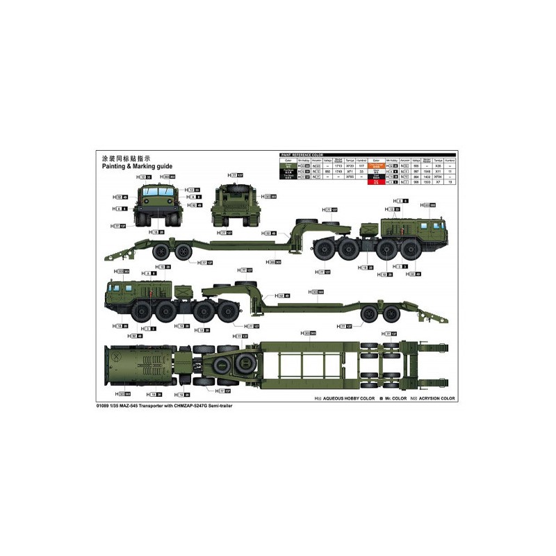 Maquette plastique de camion MAZ-545 avec remorque CHMZAP-5247G 1:35