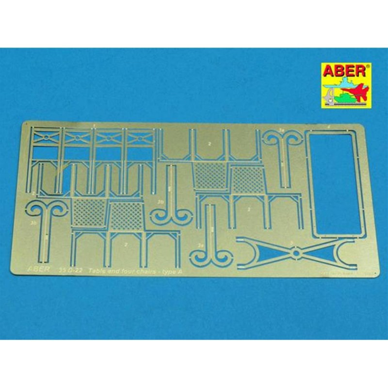 ABER: Table & four chairs type A - 1/35 photoetched set