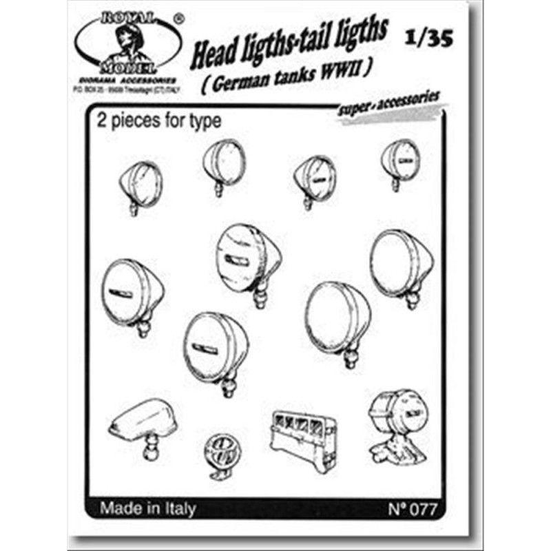 Royal Model: 1/35; Head lights-tails light (German tanks)