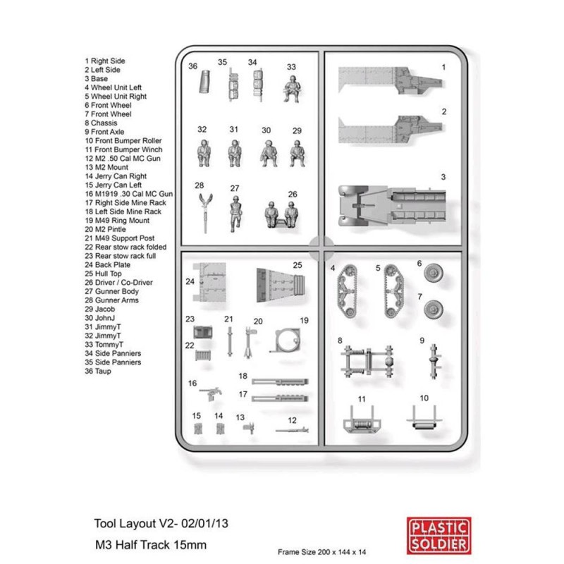 PLASTIC SOLDIER CO: Easy Assembly plastic injection moulded 15mm WW2 Allied M3 Halftrack. Five vehicles in the box