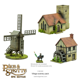 Extension et figurine pour jeux de figurines Pike & Shotte Epic Battles - Village Scenery Pack