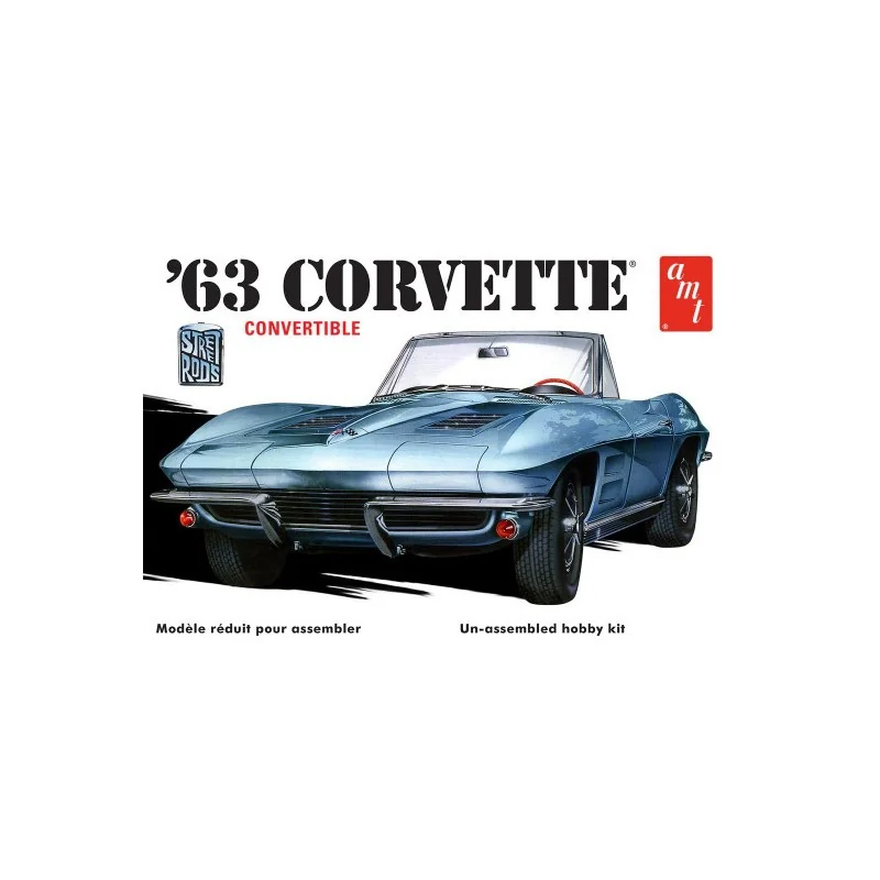 Maquette plastique de voiture Chevrolet Corvette cabriolet 1963 1:25