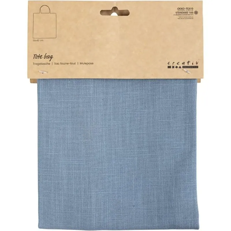 Sac fourre-tout, bleu pigeon, dim. 38x42 cm, 185 gr, 1 Pq.