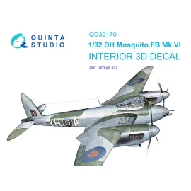 de Havilland Mosquito Mk.VI Intérieur coloré et imprimé en 3D sur papier autocollant (Tamiya)