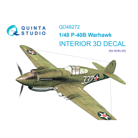 Curtiss P-40B Intérieur coloré et imprimé en 3D sur papier autocollant (Airfix)