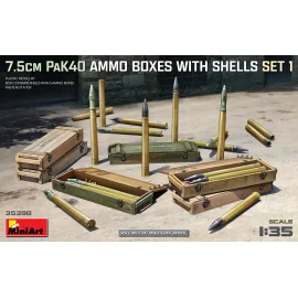 7.5CM PAK.40 BOÎTES DE MUNITIONS AVEC COQUILLES SET 1