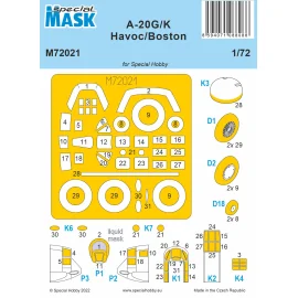 MASQUE Douglas A-20G/K Havoc/Boston Mk.IV (conçu pour être utilisé avec les kits MPM, Revell et Special Hobby)