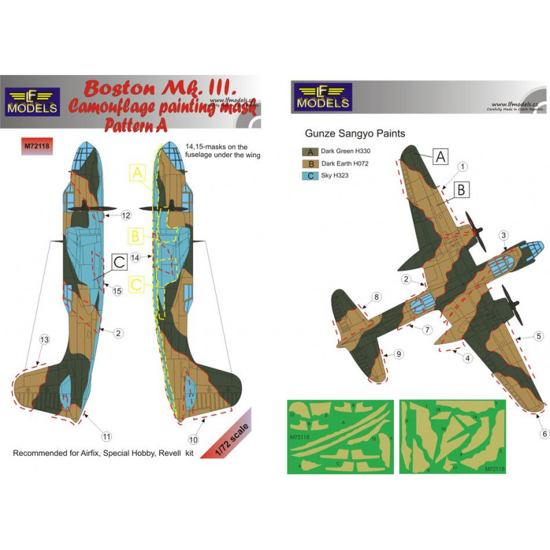 Douglas Boston Mk.III Pattern A peinture à motif camouflage masques