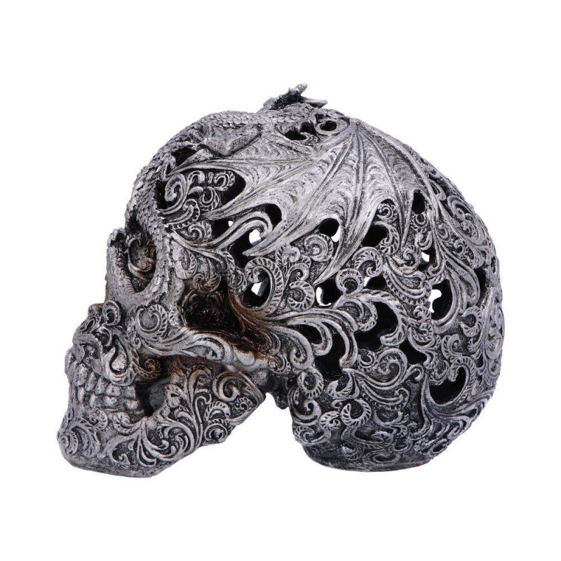 Skull Ornament Silver Cranial Drakos