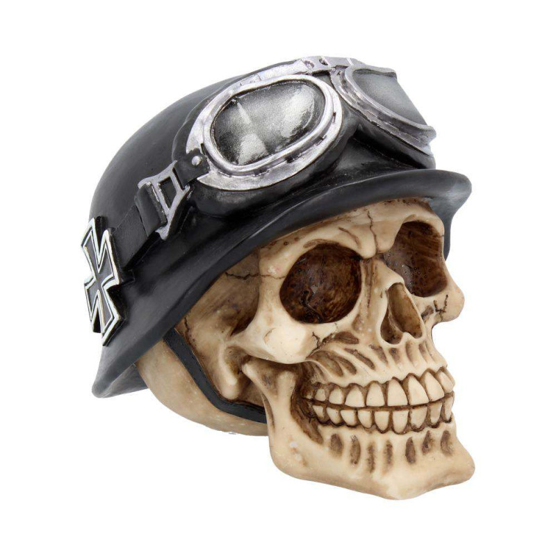 Skull With Hat Iron Cross Helmet Biker