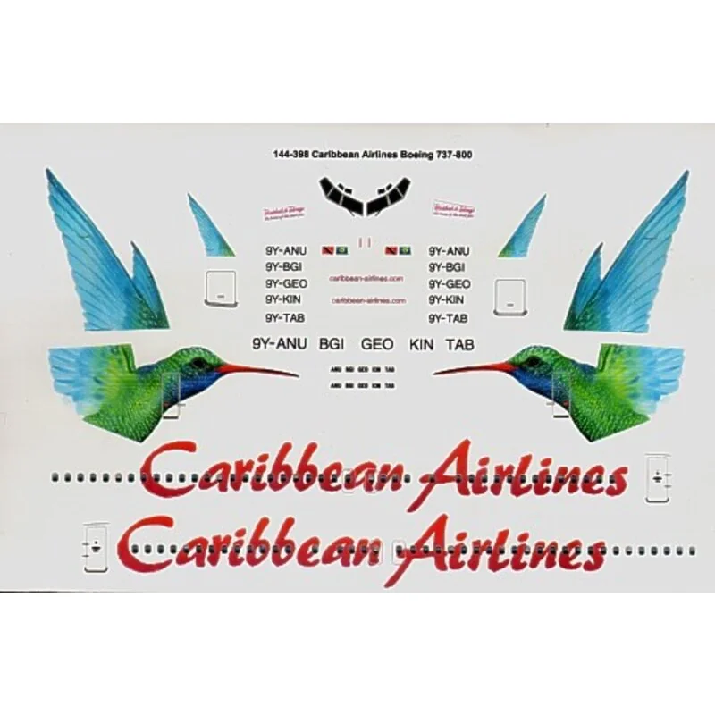 Décal Boeing 737-800 CARIBBEAN Airlines 9Y-ANU etc.