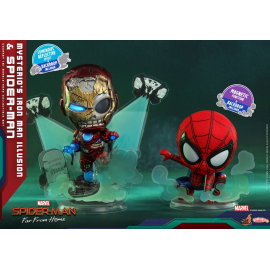  Spider-Man: Far From Home figurines Cosbaby (S) Mysterio's Iron Man Illusion & Spider-Man 10 cm