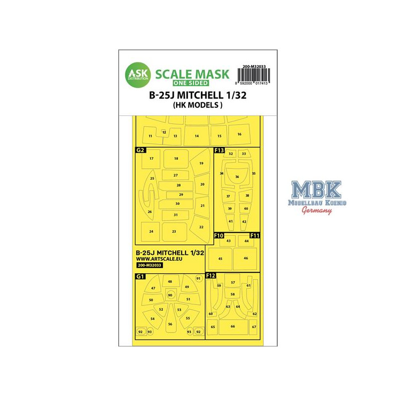B-25J Mitchell one-sided mask for HK Models