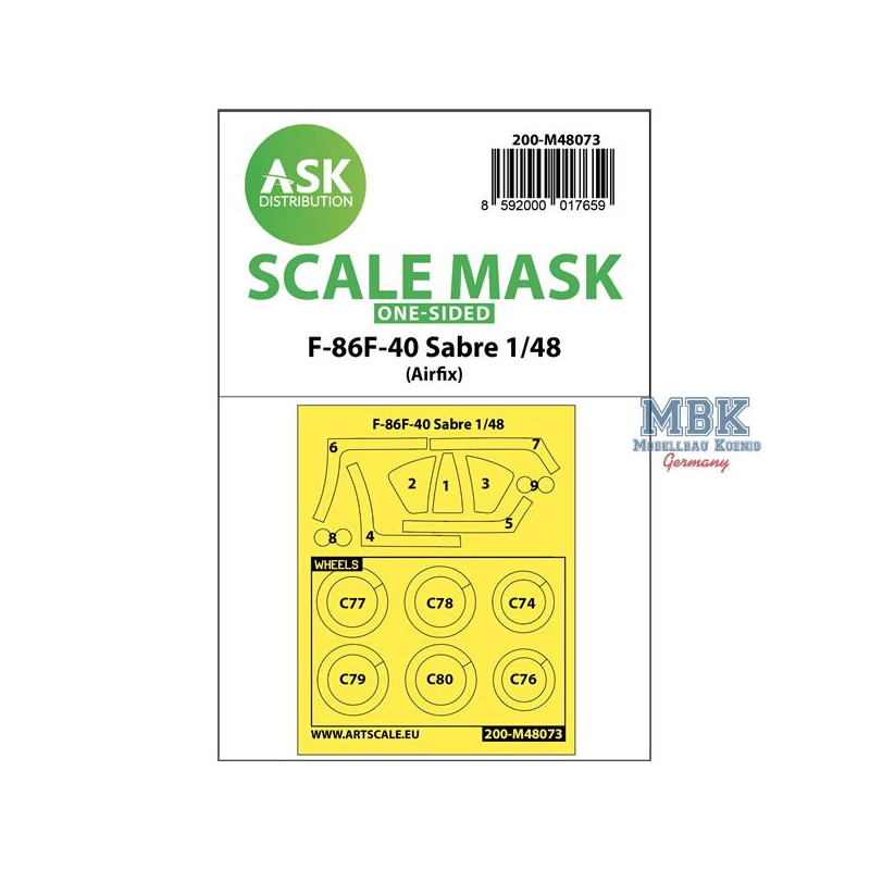 F-86F-40 Sabre one-sided mask for Airfix