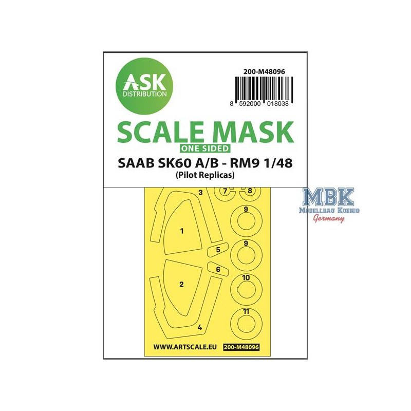 SAAB SK60 one-sided mask self-adhesive, pre-cutted