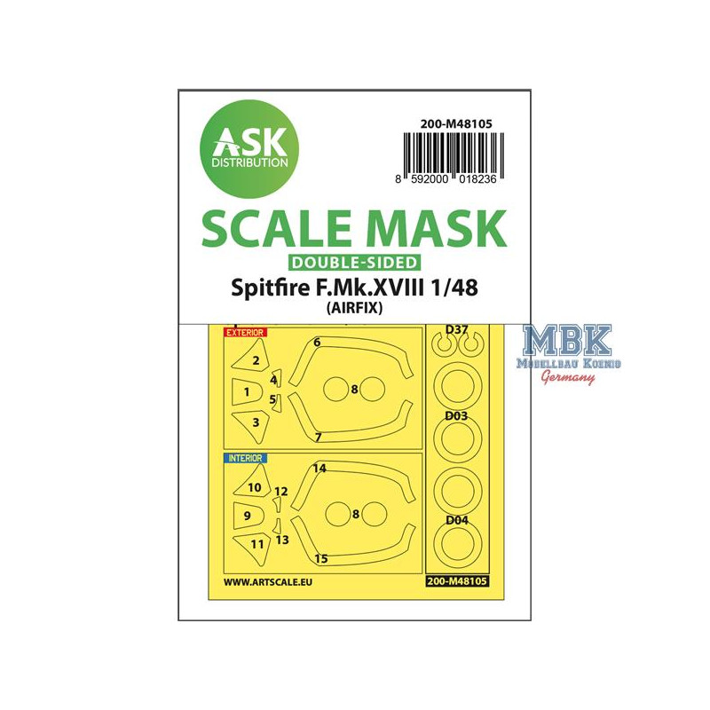 Spitfire F.Mk.XVIII double-sided mask self-adh.