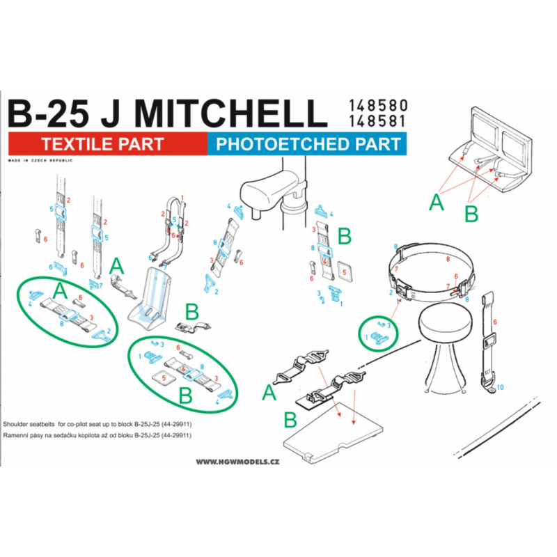 North-American B-25J MITCHELL (WHITE) - BASIC LINE (designed to be used with Hong Kong Models kits) - BASIC LINE