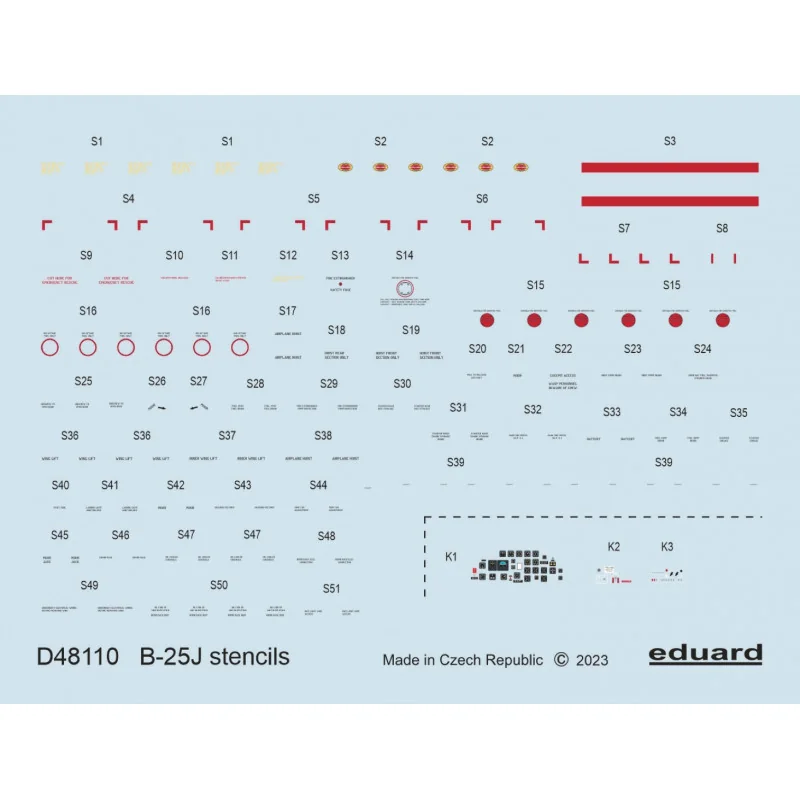 North-American B-25J stencils 1/48 (designed to be used with Hong Kong Models kits)