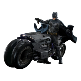 The Flash avec véhicule Movie Masterpiece 1/6 Batman & Batcycle Set 30 cm