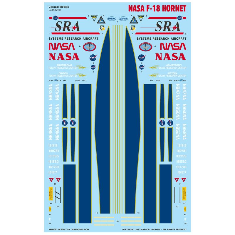 NASA F-18 Hornet Multiple marking options for F-18 Hornet in NASA service.