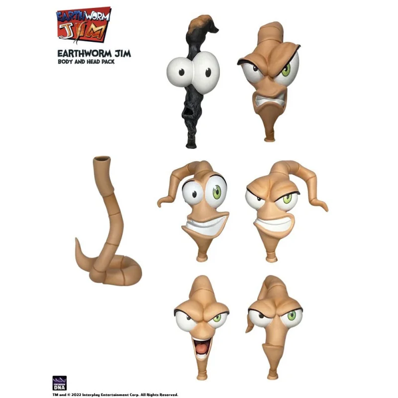 Earthworm Jim accessoires Wave 1: Worm Body & Jim Heads Accessory Pack