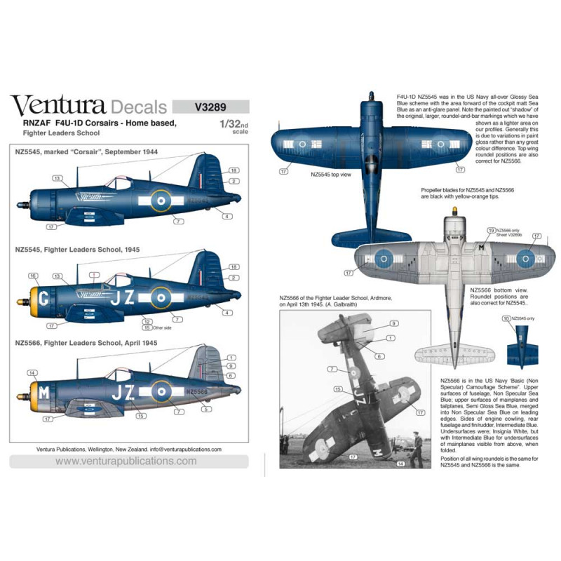 Décal RNZAF Vought F4U-1D Corsairs