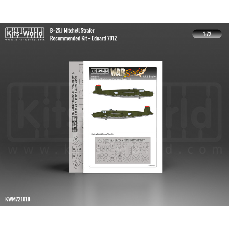 North-American B-25J Mitchell STRAFER Gunship Canopy/Wheel Masks (designed to be used with Eduard kits EDK7012 and Hasegawa kits